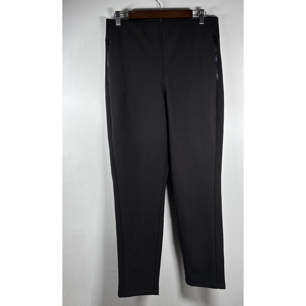 HFX Winter Tech Pants Womens L Black Fleece Lined Stretch Zip Pocket Pull On - Picture 2 of 11